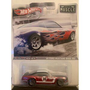 Hot Wheels 2012 Muscle 69 Ford Mustang Boss 302 Die-Cast Car Red & White
